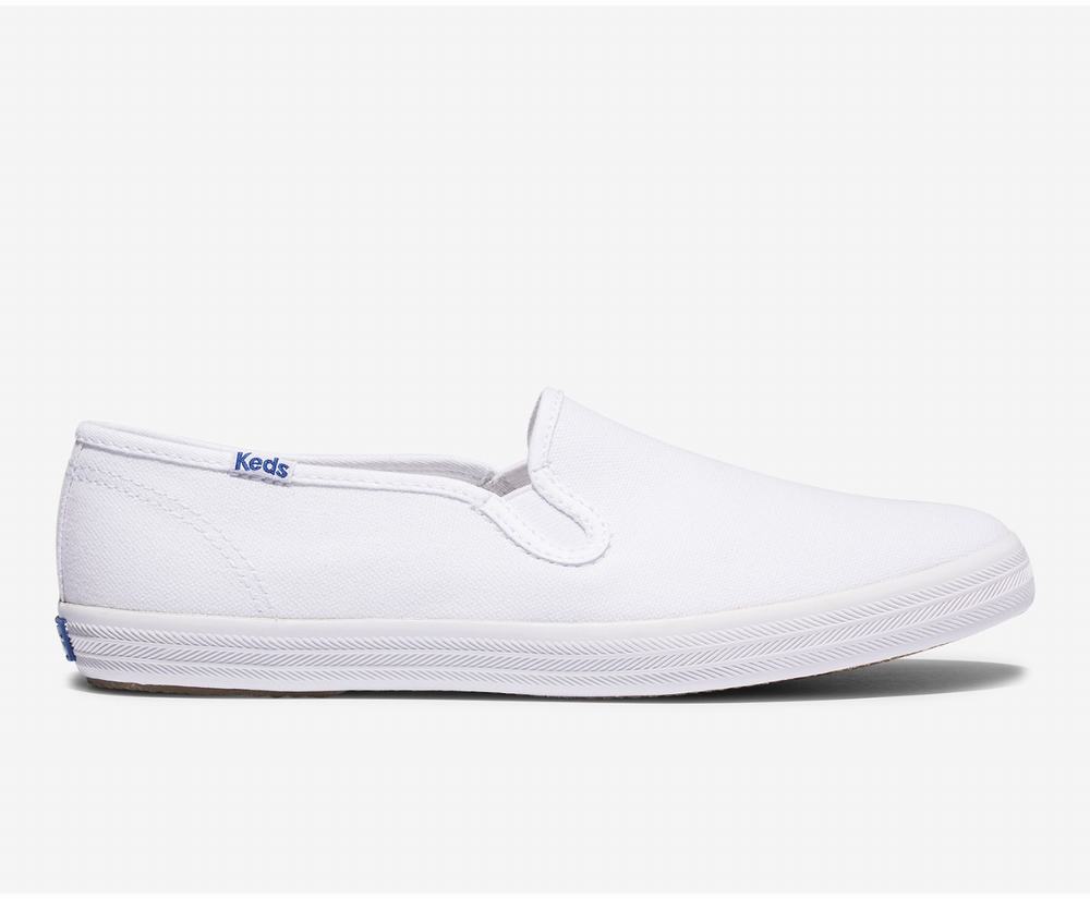 Women's Keds Champion Feat Organic Cotton Slip Ons White 3127509EL - South Africa